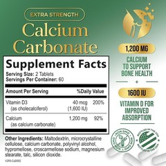 Calcium 1200 mg Per Serving with Vitamin D3 – Bone Health Supplement 120 tablet
