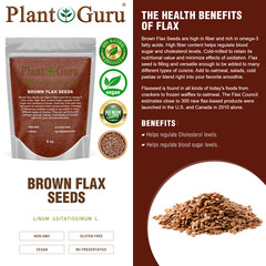 Brown Flax Seeds Whole 8 oz. Omega-3 NON GMO 100% Pure Linseed Flaxseed Bulk
