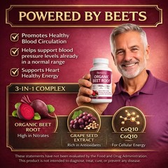 Organic Beravia Organic Beet Root Capsules, Purely Organic, Non-GMO 60-Counts