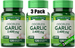 3 Pack High Strength Odorless Garlic 1200mg 360 Softgels (3×120) For Cholesterol