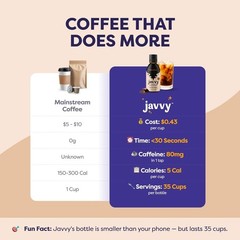 Javvy Cold Brew Coffee Concentrate Instant Coffee, Smooth Arabica Iced Coffee &