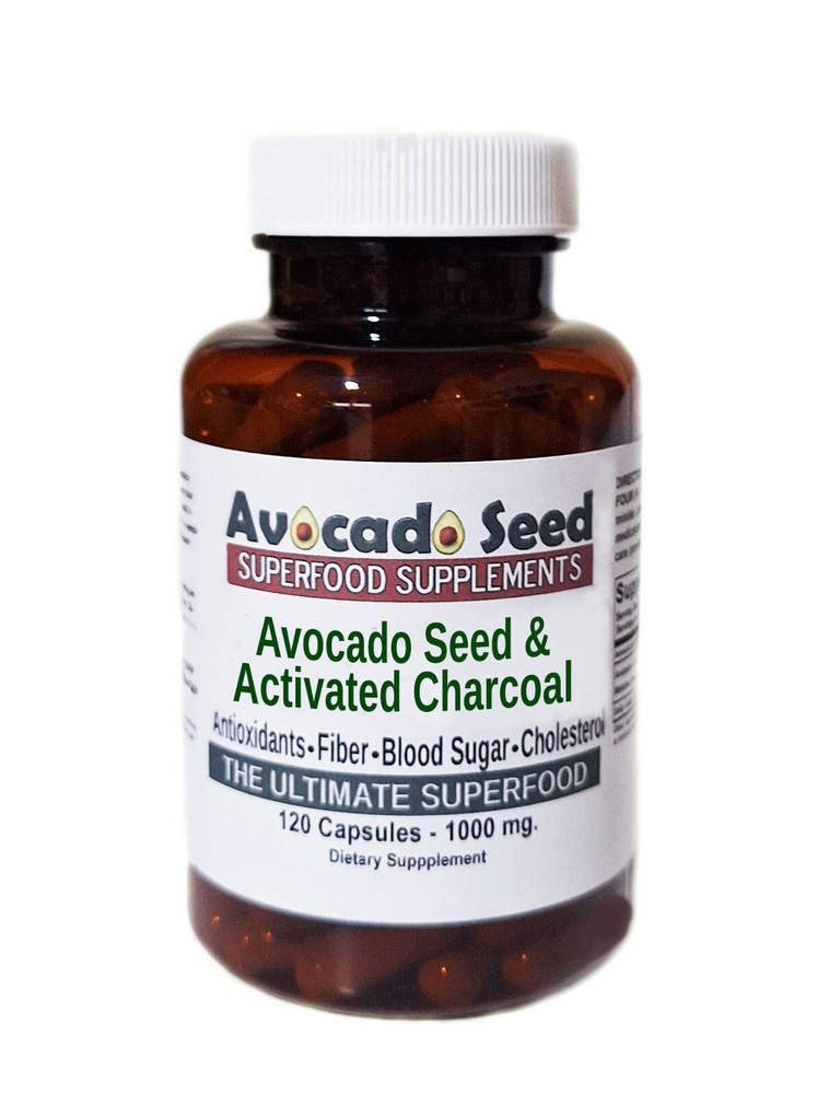 120 Avocado Seed + Activated Charcoal Capsules – Digestion, Detox, Fiber & More!