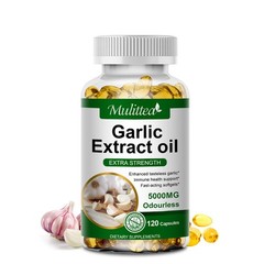 Garlic Oil 5000mg, Odorless Garlic 500:1 Extract,, Natural,120-600 Caps