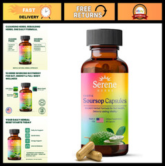 Organic Graviola Soursop Capsules with Black Seed & Moringa – 16 Herb Digestive