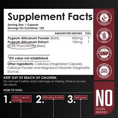 Pygeum Bark Extract ( 6.5 phytosterols ) 120 Capsules