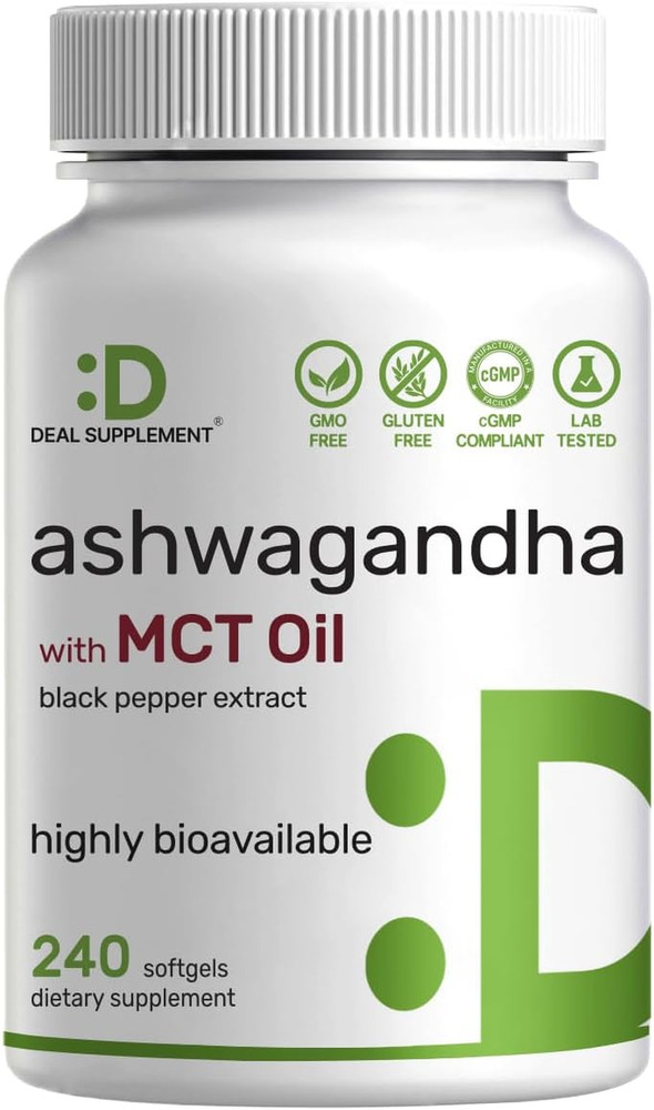 Ashwagandha Extract with Black Pepper Extract, 240 Softgels – Ayurvedic Root Ext