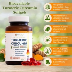 A1Vitality NovaSOL Turmeric Curcumin 1000mg – Clinically 60 Count (Pack of 1)