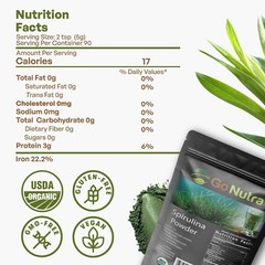 Spirulina Powder Organic, Pure Non-Gmo Non-Irradiated Blue Algae Superfood