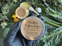 Organic Healing Balm Comfrey Plantain Calendula Lavender Tallow 2 Oz +TravelSz