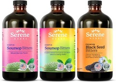 Serene Herbs Soursop Bitters Liquid &Amp Black Seed Bundle 16oz 3pck EXP 04/28