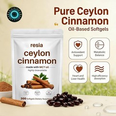 RESIA Ceylon Cinnamon Softgels with MCT Oil Herbal Cinnamon Extract for Dail…