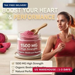 Organic Beet Root Powder 1500mg – High Potency for Heart Health, Energy & Stamin