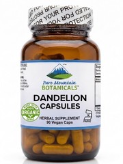 Pure Mountain Dandelion Root Capsules – 450mg Organic Kosher Vegan Supplement