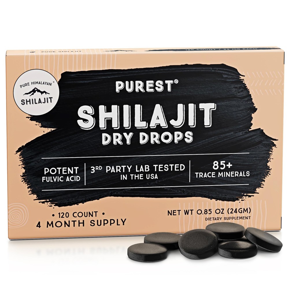 Pure Himalayan Shilajit Dry Drops, 100% Natural 120 Count (Pack of 1)