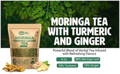 Moringa Turmeric Ginger Tea – 8 oz – Caffeine-Free Blend – Immunity & Digestion