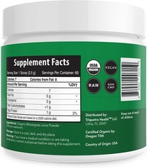 Raw BioActive Organic Wheatgrass Juice Powder – 20:1 Concentrate, 60 Servings