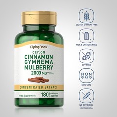 Ceylon Cinnamon Gymnema Mulberry | 2000mg | 180 Capsules | by Piping Rock