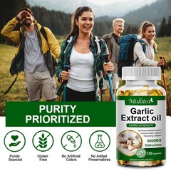 Garlic Oil 5000mg, Odorless Garlic 500:1 Extract,, Natural,120-600 Caps