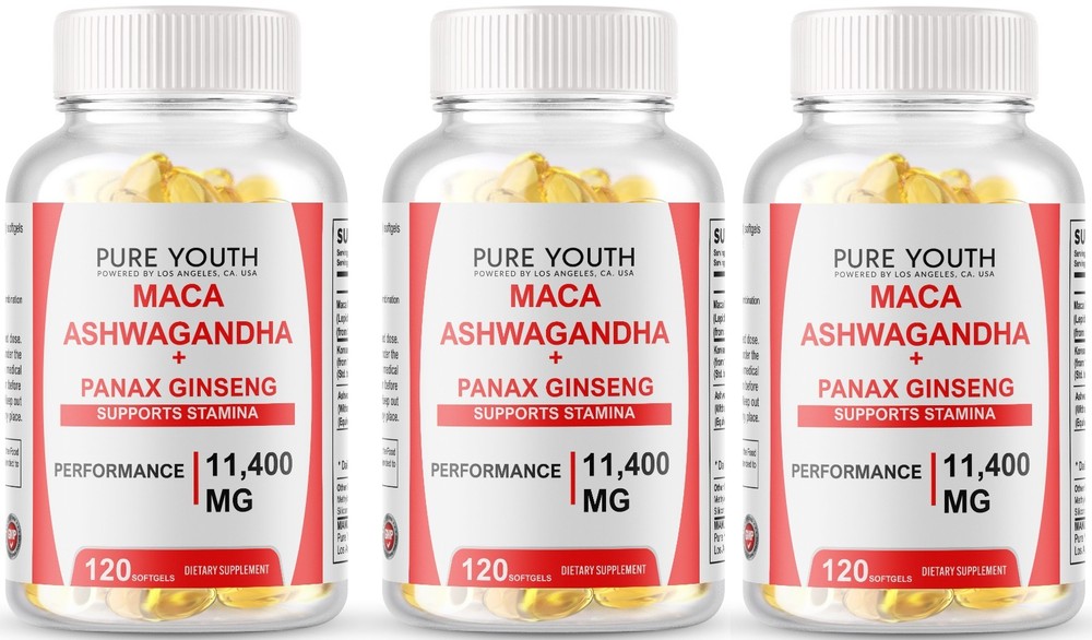 Organic Maca Root 360 Softgels 10000mg Peruvian Maca Extract for Men & Women