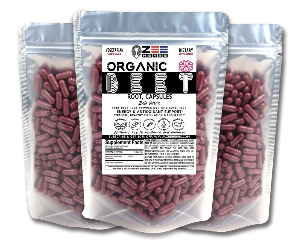 Organic Beet Root Capsules 2040mg – Nutrient-Dense Superfood for Energy & Vitali