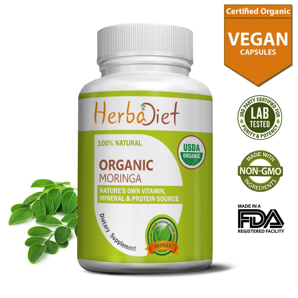 Organic Moringa Oleifera Natural Leaf Powder 240 TABLETS Pills – 3 Month Supply