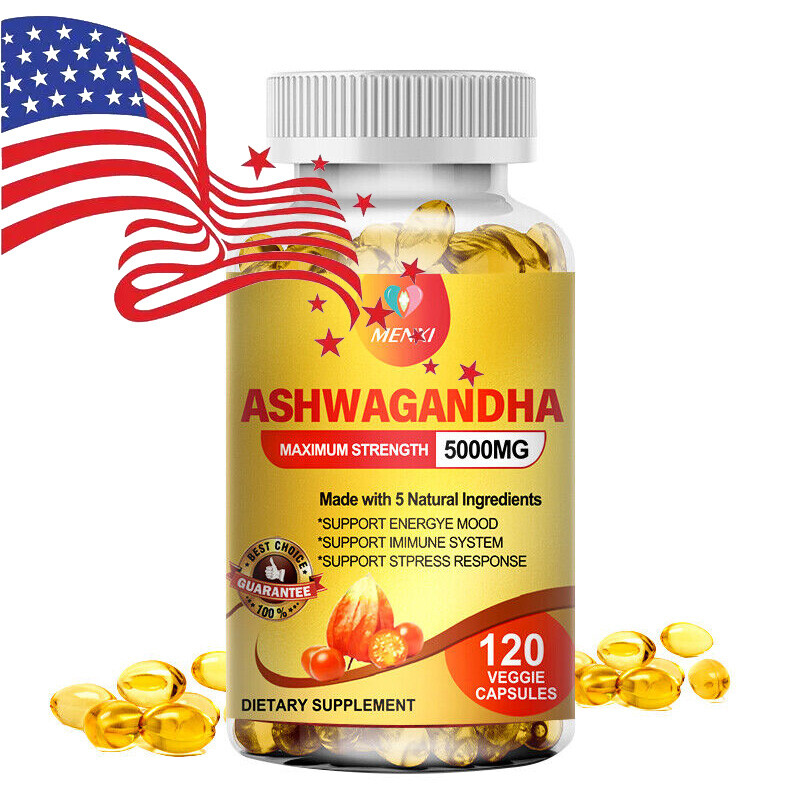 Organic Ashwagandha Capsules 5000mg 1-4×120 Vegan Pills – Strong Stress Support
