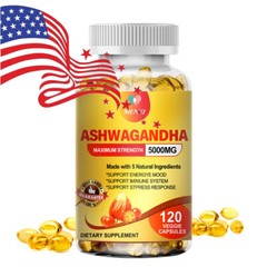 Organic Ashwagandha Capsules 5000mg 1-4×120 Vegan Pills – Strong Stress Support