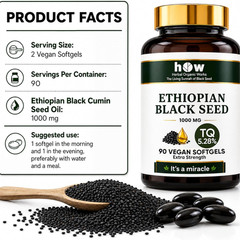 Black Seed Oil Capsules 1000mg 5.28% TQ Cold Pressed Vegan 90 Softgels