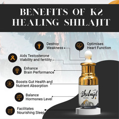 Pure Himalayan k2healing shilajit Resin 80Gm, 30ml drops in one saving package