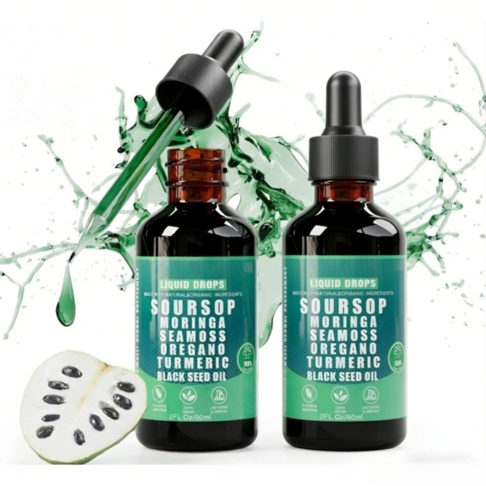 2-bottle Soursop Pure Liquid Drops.10-in-1 Herbal Blend to Support Immune