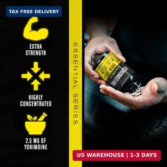 Yohimbine Extra Strength Supplement, 270 Capsules – Premium Yohimbine FAST SHIP