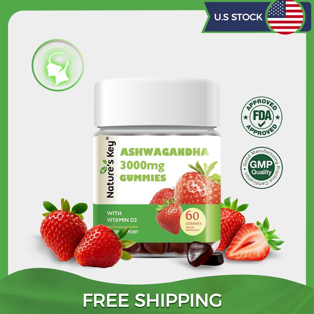 Ashwagandha Gummies Extract with Vitamin D2, Stress, Calm Mood & Cognition