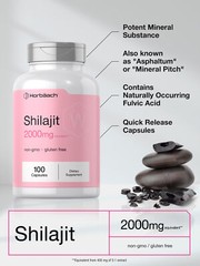 Asphaltum Capsules 2000mg | 100 Count | Non GMO, Gluten Free | By Horbaach