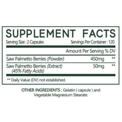 Saw Palmetto Capsules Supports Prostate And Urinary Tract Health 30-120 Pills
