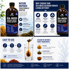 Sea Moss Bladder Wrack Living Bitters 16 oz Herbal Blend Liquid