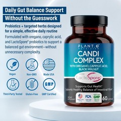 Candida Cleanse Supplement 60 Capsules with Probiotics & Oregano Oil – Gut