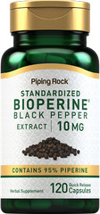 BioPerine Black Pepper Extract 10mg | 120 Capsules | Non-GMO | by Piping Rock