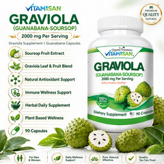 SOURSOP GRAVIOLA IMMUNE SUPPORT ANTIOXIDANT 2000 mg 90 caps Annona muricate