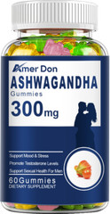 Organic Ashwagandha Gummies 300mg – 60 Vegan Pills – Strong Stress Support USA