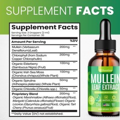 Mullein Drops For Lungs, 10-in-1 Leaf Extract for 2 Fl Oz (Pack of 1)