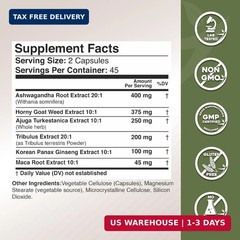 Gade Nutrition Ashwagandha with Maca Root, Horny Goat Weed, Turkesterone Supplem