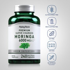 Moringa Oleifera Capsules 6000 mg | 240 Count | Non-GMO Extract | by Piping Rock