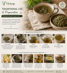 Lemon Balm Tea Cut Leaf 1-32 oz Melissa officinalis Herbal Botanical