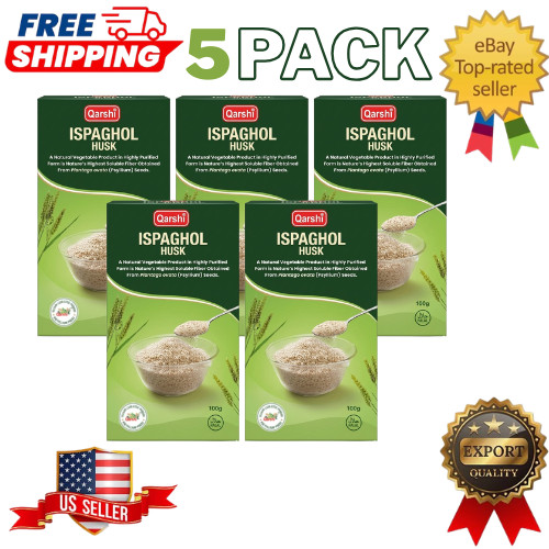 Qarshi Natural Ispaghol Husk 100g (Pack of 5) – Pure Psyllium Husk Fiber 500g