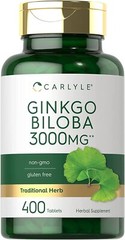 Ginkgo Biloba Extract | 3000 mg | 400 Tablets | Vegetarian, Non-GMO | by Carlyle