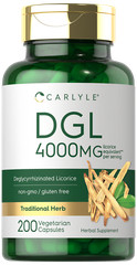 DGL Licorice 4000mg | 200 Capsules | Deglycyrrhizinate| Vegeterian | by Carlyle