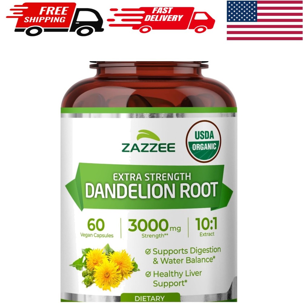 USDA Organic Dandelion Root 10:1 Extract – 3000 mg, 60 Capsules, 2- Supply