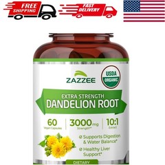 USDA Organic Dandelion Root 10:1 Extract – 3000 mg, 60 Capsules, 2- Supply