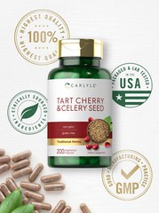 Tart Cherry and Celery Seed Supplement | 200 Capsules | Vegetarian | by Carlyle