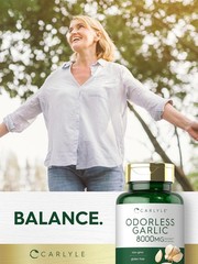 Odorless Garlic Softgels 8000 mg | 300 Count | High Potency Formula | by Carlyle